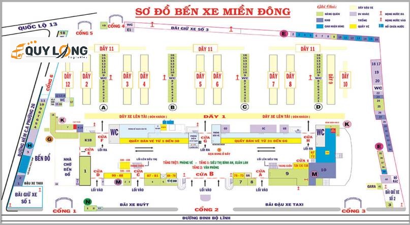 Sơ đồ Bến xe Miền Đông hiện hữu