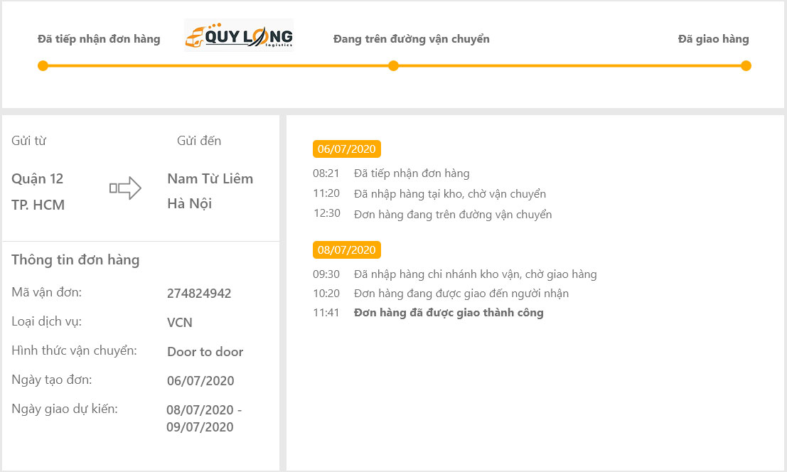 Tra cứu tình trạng vận chuyển ô tô